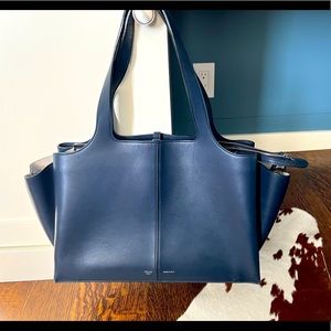 Authentic Celine Tri-Fold Bag- navy